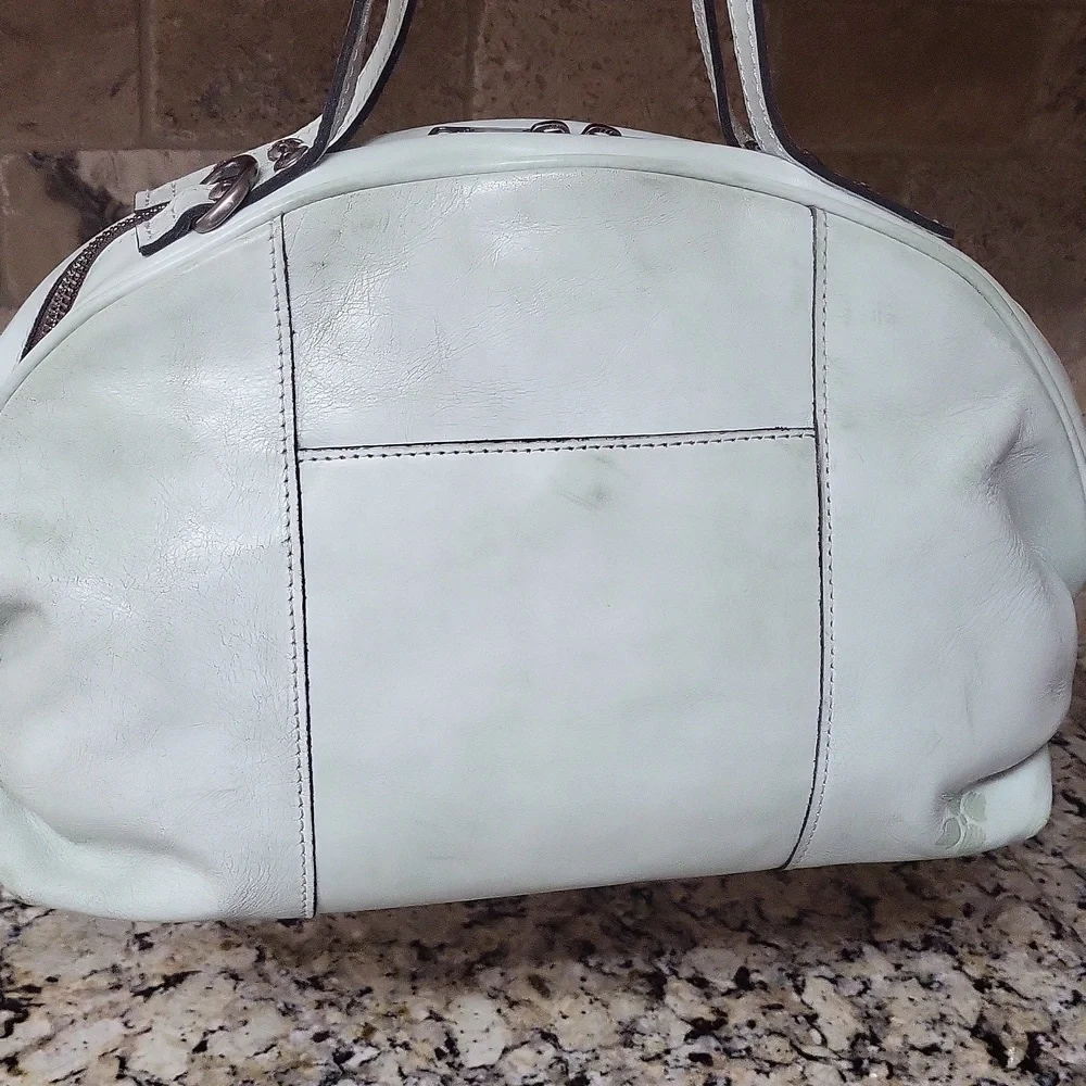 Patricia Nash Fiora Satchel White Waxed Tooled